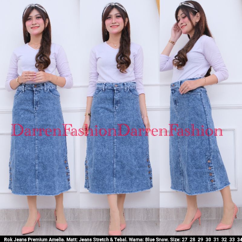 Amelia Skirt 7/9 Jeans Stretch . Rok Jeans Amelia . Rok Jeans Span Stretch Import Jeans