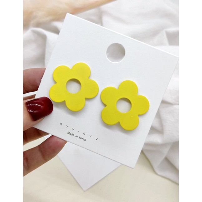 LRC Anting Tusuk Fashion Contrast Flower Earrings F6207X