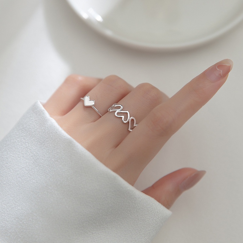 Cincin Model Terbuka Dapat Disesuaikan Bentuk Hati Gaya Simple Untuk Hadiah Wanita