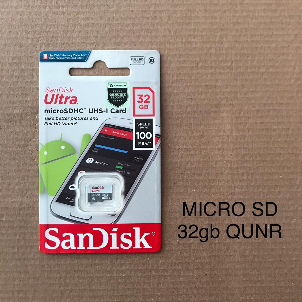 Micro SD Sandisk 32GB 100MB/s QUNR