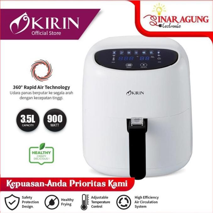 KIRIN DIGITAL AIR FRYER 3.5 L 900W KAF935D KAF-935D KAF 935D - RESMI stok melimpah