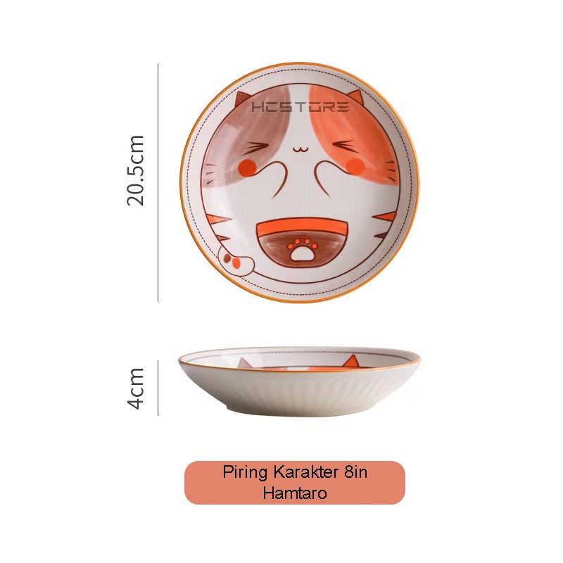 PIRING KERAMIK 8 INCH KARAKTER MOTIF SERIES PLATE CANTIK BISA UNTUK MICROWAVE DAN OVEN-PIRING MAKAN HAMTARO
