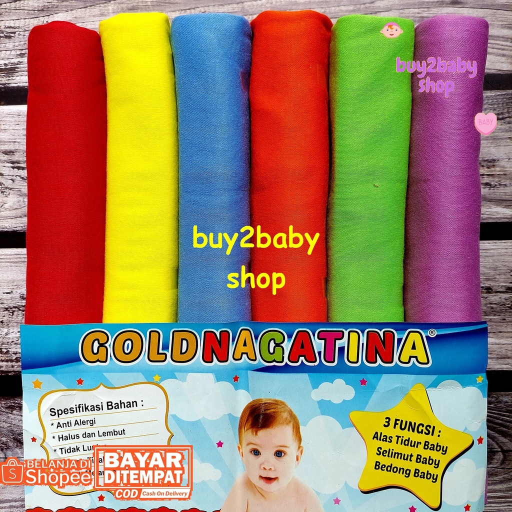 Bedong bayi halus lembut Goldnagatina warna polos 90 x 100 cm isi 3-6 PCS