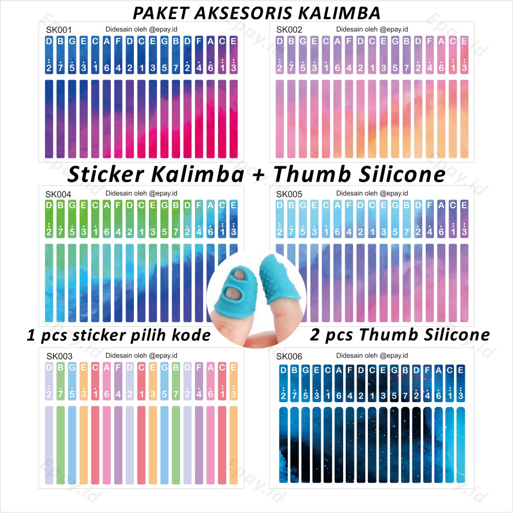 STICKER KALIMBA 17 KEYS MBIRA SILICONE THUMB PICK PELINDUNG IBU JARI PROTECTOR SKIN KALIMBA