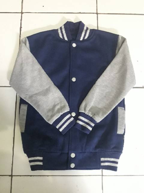 Jaket anak polos model baseball kancing