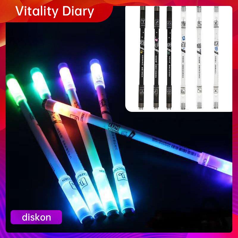 

spinning pen pulpen pena putar plastik balance anti stress bolpoin rotating dengan lampu LED bercahaya dua belas rasi bintang bercahaya warna-warni pemula menghidupkan pens dekompresi