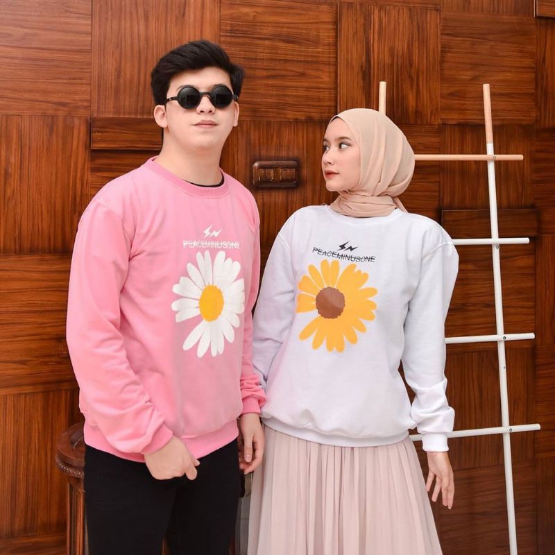Sweater Wanita || sweater Crewneck Unisex Sweater motif Bunga