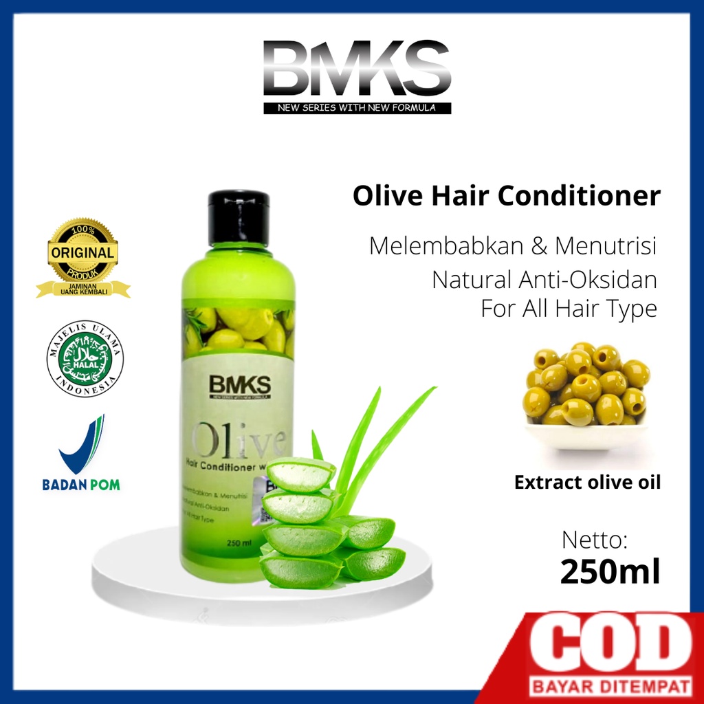 BMKS Olive Conditioner With Aloe Menghaluskan Melembabkan Rambut Anti Rontok Kondisioner Minyak Zaitun Original Bpom