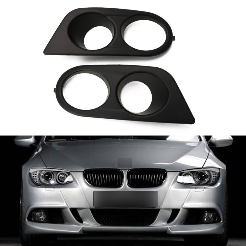 Sun 2Pcs Cover Lampu Kabut Dual Lubang Untuk Bumper Depan Mobil E46 M3 2001-2006