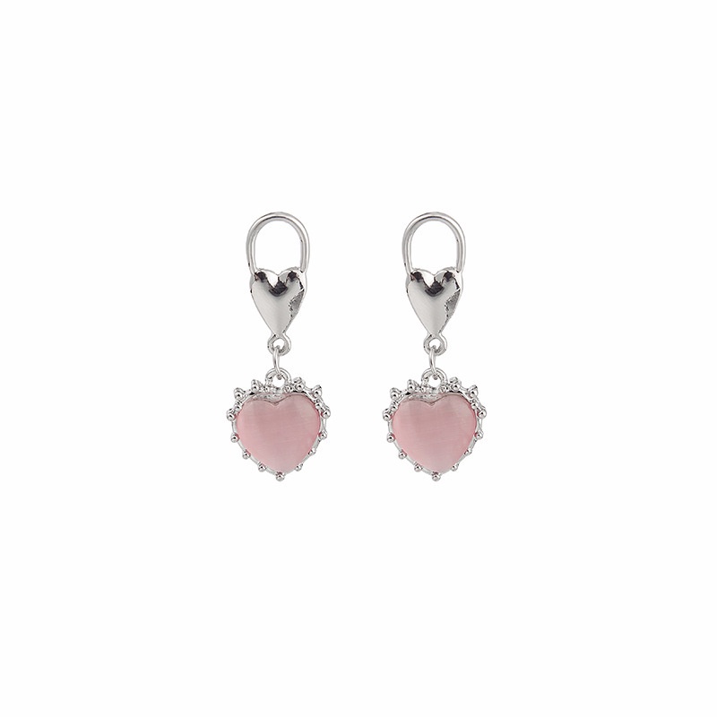 Anting Tusuk Motif Hati Warna Pink Untuk Wanita