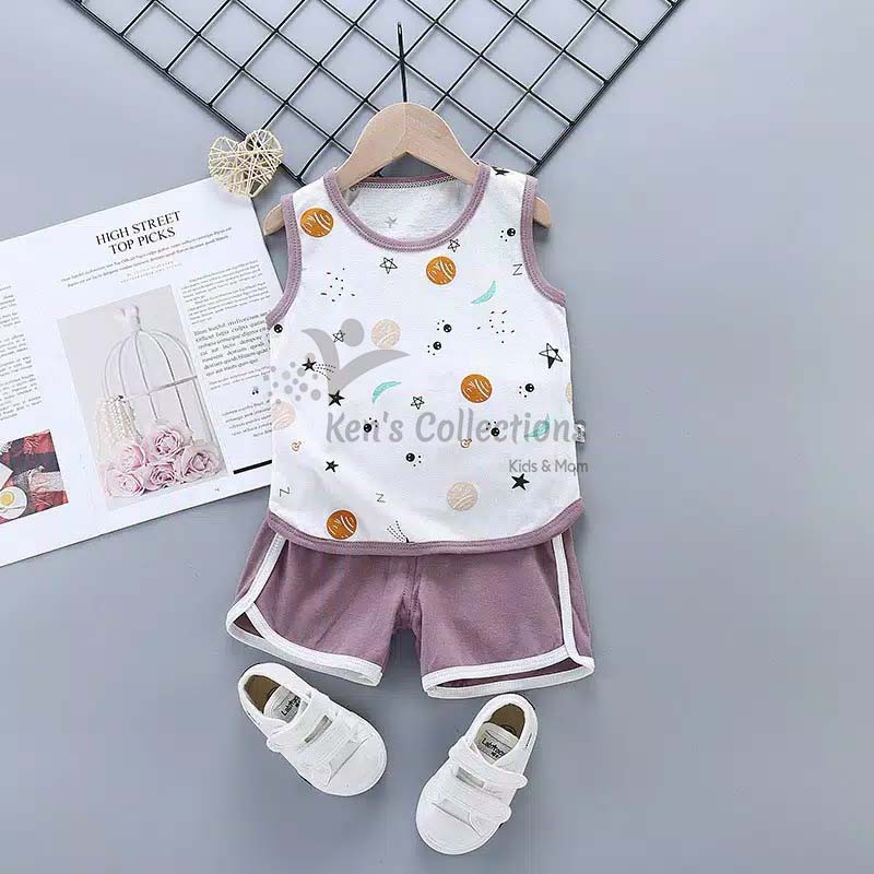 Setelan Kids Kensi Anak Laki Laki Kaos Singlet Impor 0-4 Tahun