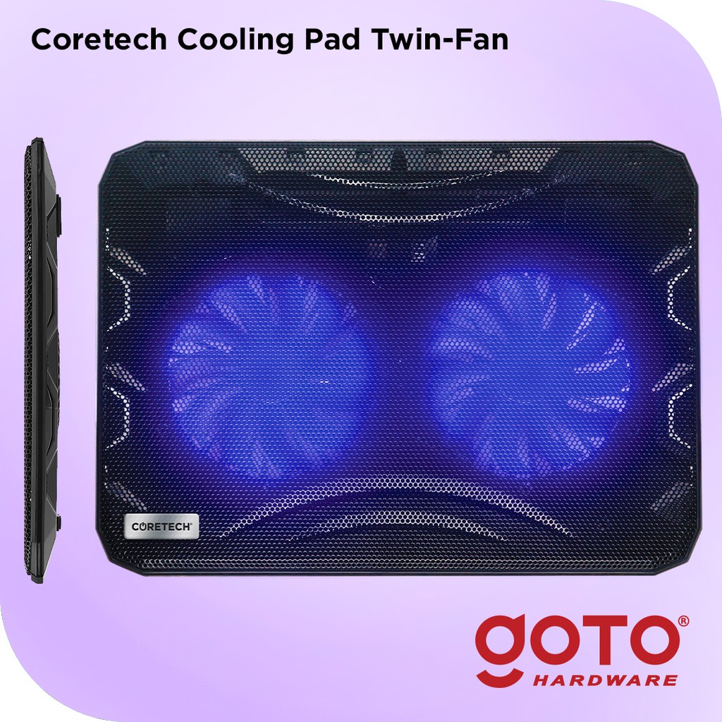 Coretech Twinfan Cooling Pad Kipas Fan Pendingin Laptop Portable-1