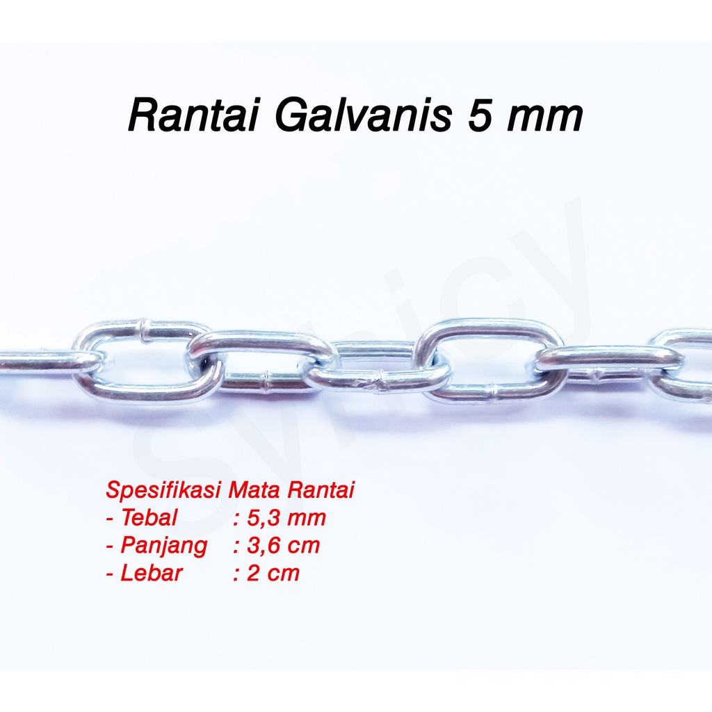 Rantai Besi 5 mm Galvanis Per Meter