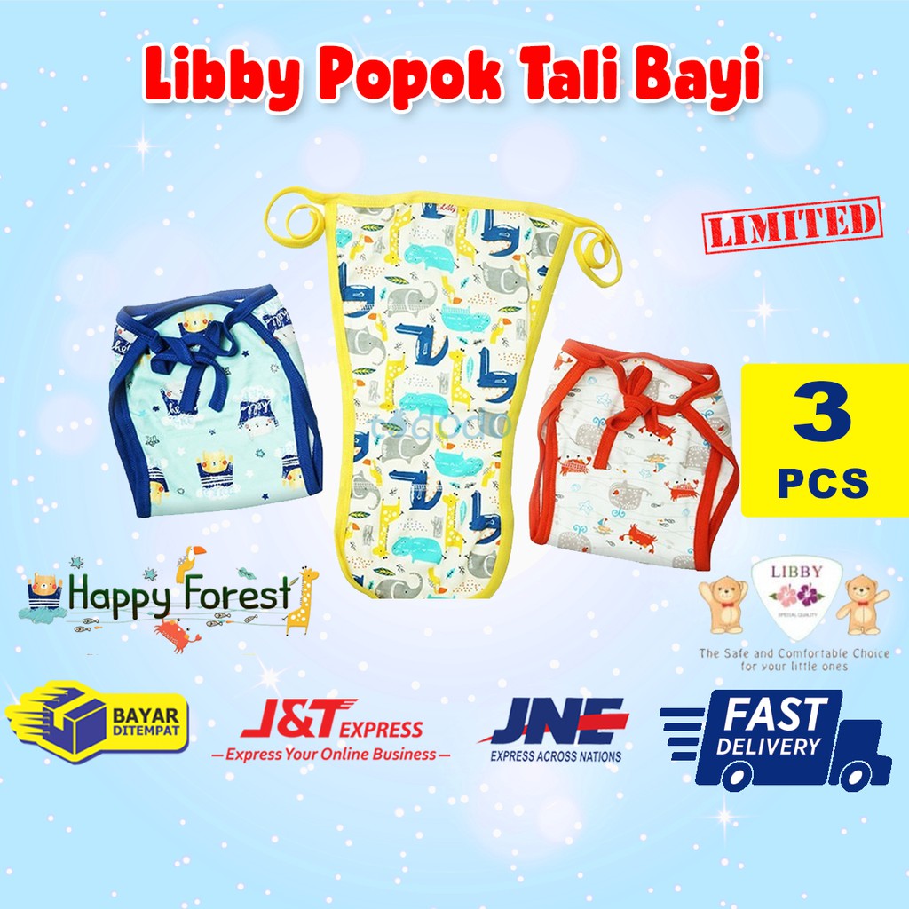 Popok Bayi Tali Kain Libby Motif Terbaru Happy Forest  isi 3pcs