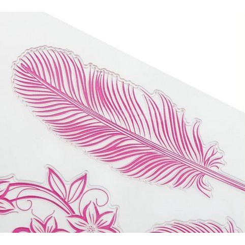 Clear Stamp (Stempel Transparan/Bening) - Feather and Flower