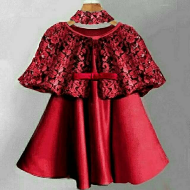 Dress Anak Usia 2 4 Tahun Bagus Cape Brukatbrokatlace Cantik Lucu Cute Free Bandana