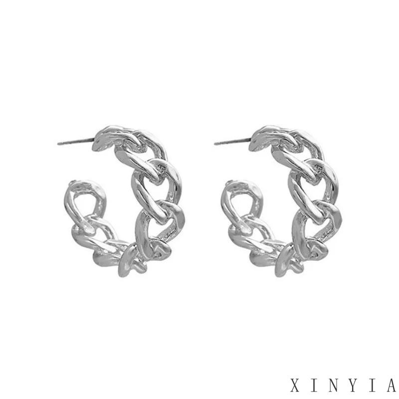 【COD】Anting Tusuk Bentuk Rantai Bulat Warna Emas Gaya Korea Untuk Wanita