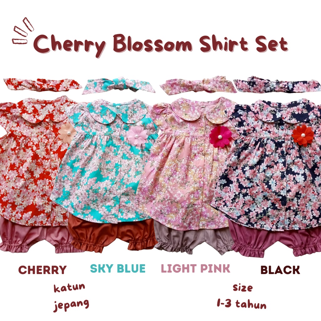 GROSIR CHERRY BLOSSOM SHIRT SET