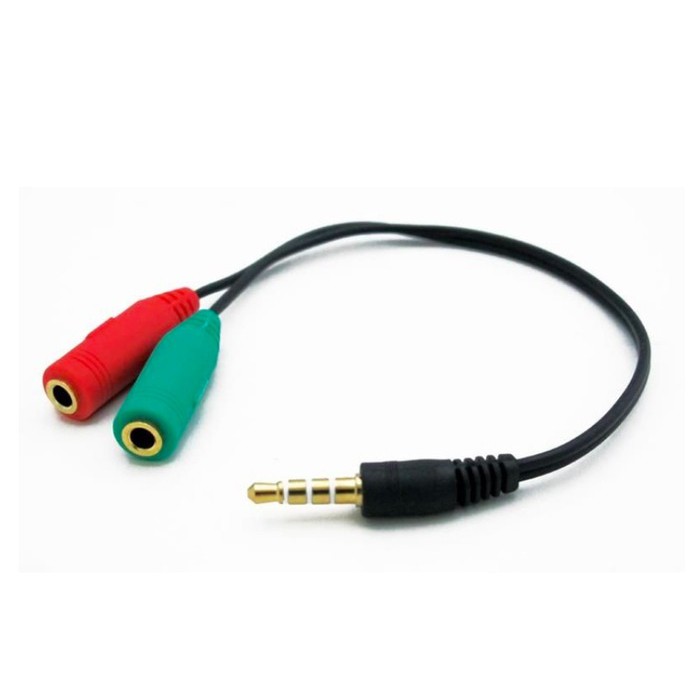 Kabel Spliter Audio Male Jack AUX 3.5mm to Dual Female Earphone and Microphone 2 in 1 Audio &amp; Audio