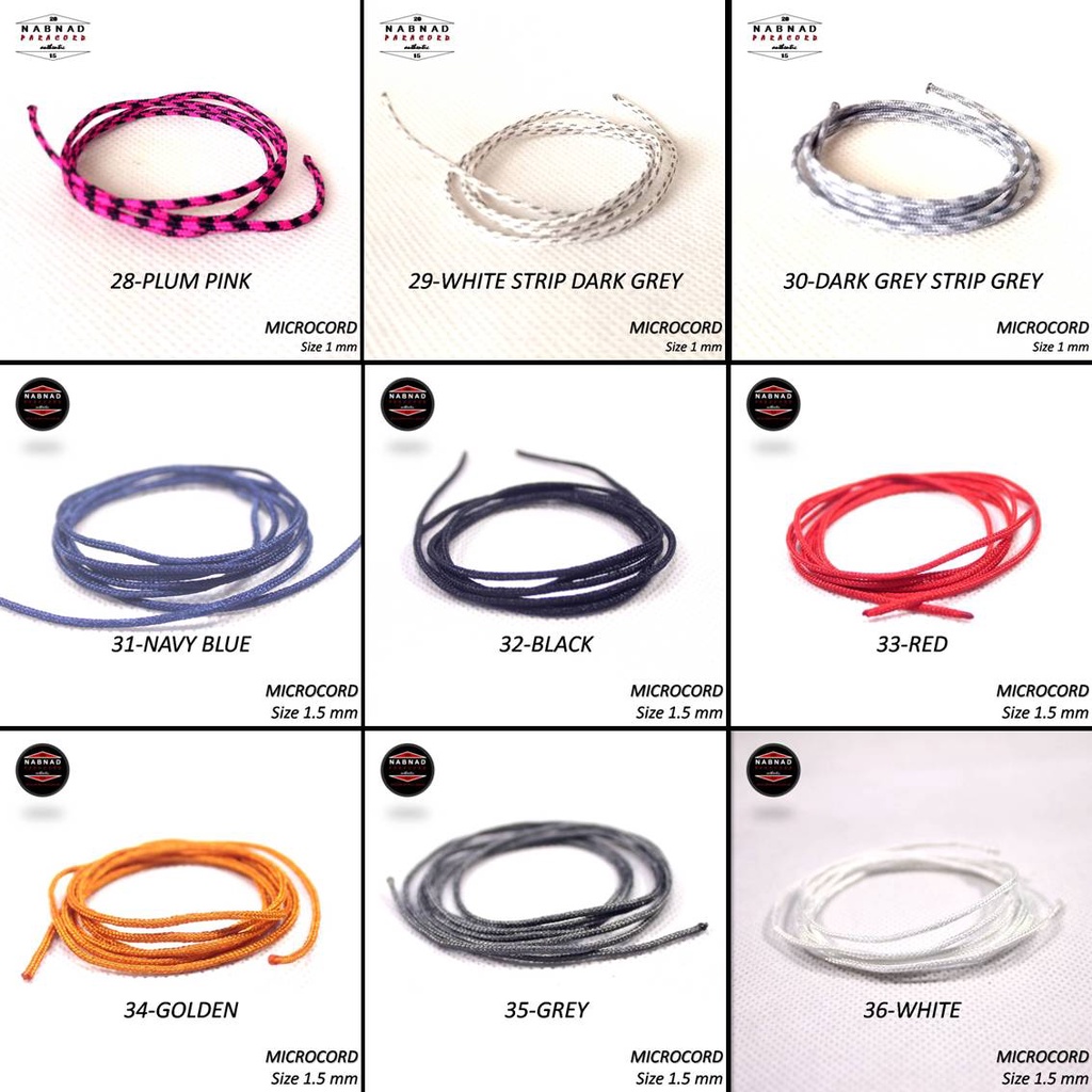 Nabnad Microcord No 1 - 36 Tali Paracord 1 Mm 1.5 Mm 1,5mm  Stitch Tali Prusik Kecil Tali Kalung Gel
