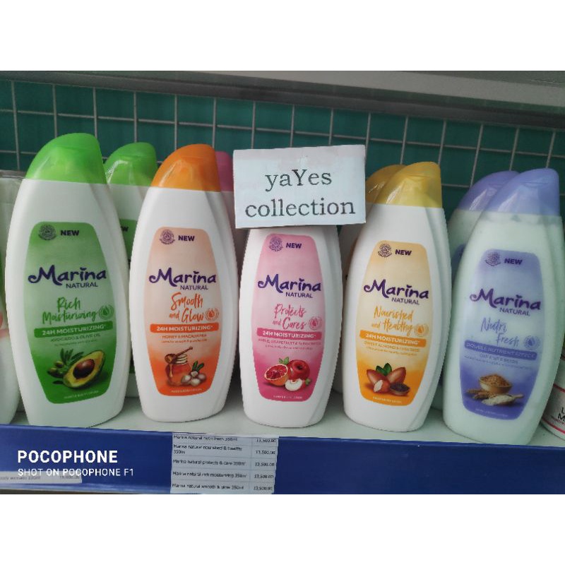 Marina hand body lotion 335/350 ml Natural protects smooth glow nutri fresh vitamin E handbody