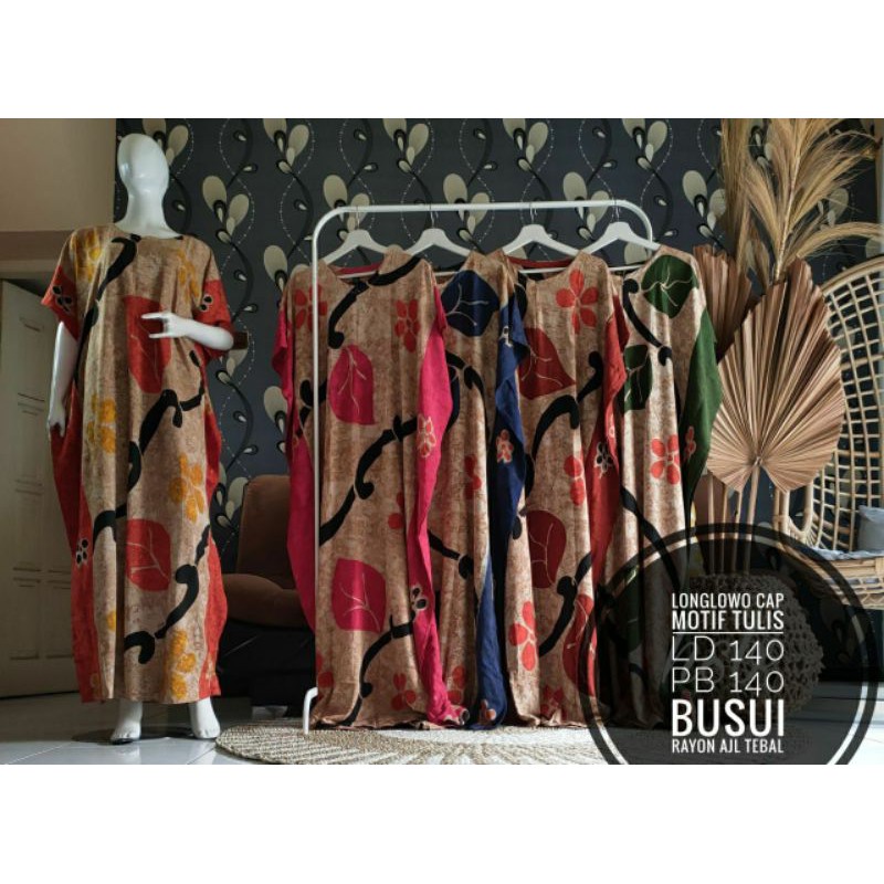 DASTER CAP LONGLOWO MOTIF TULIS BAHAN RAYON AJL