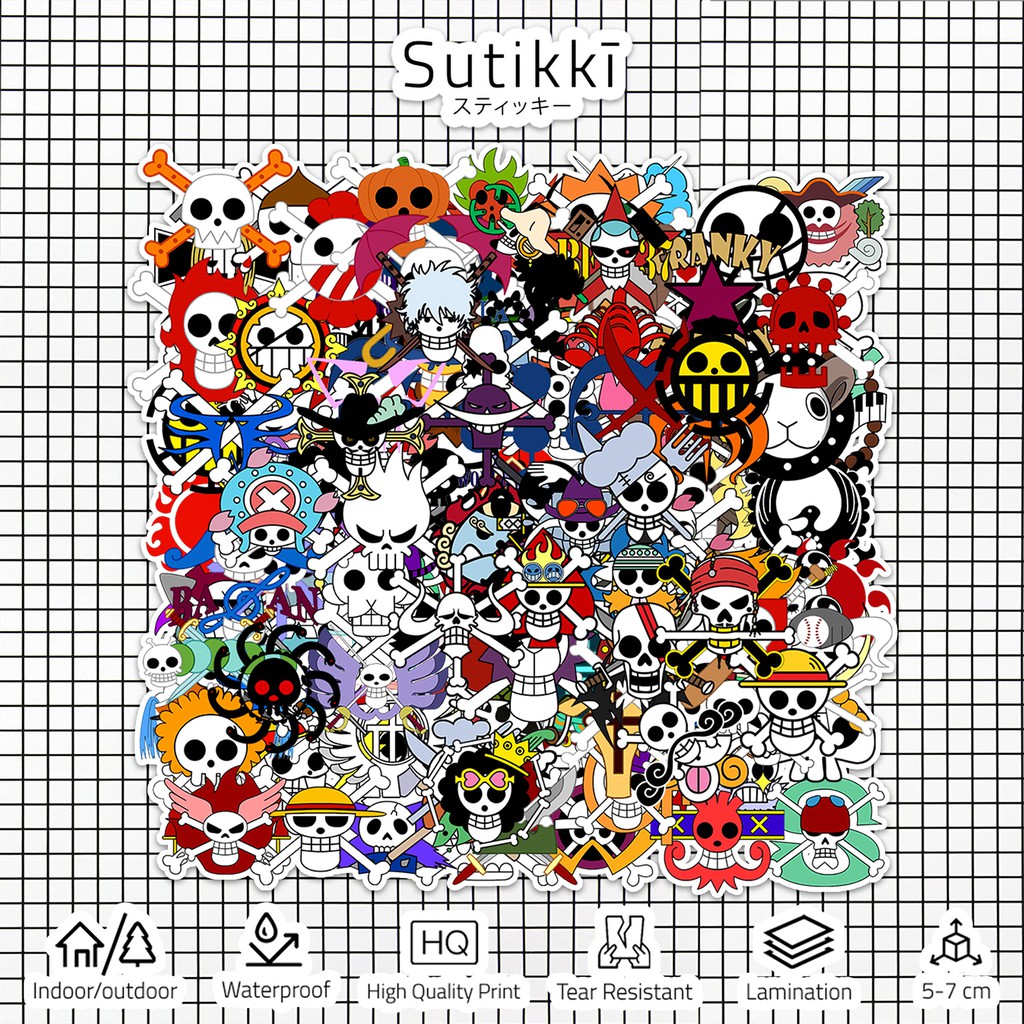 

Sutikki | Sticker One Piece Die Cut Bendera Logo Jolly Roger Pack Stiker Laptop Anime (160 pcs)