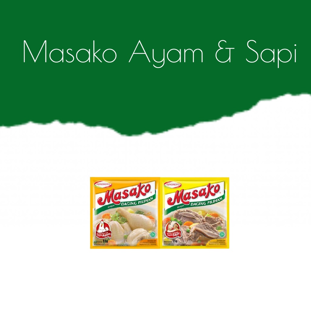 

Masako Ayam dan Sapi isi 12 Sachet