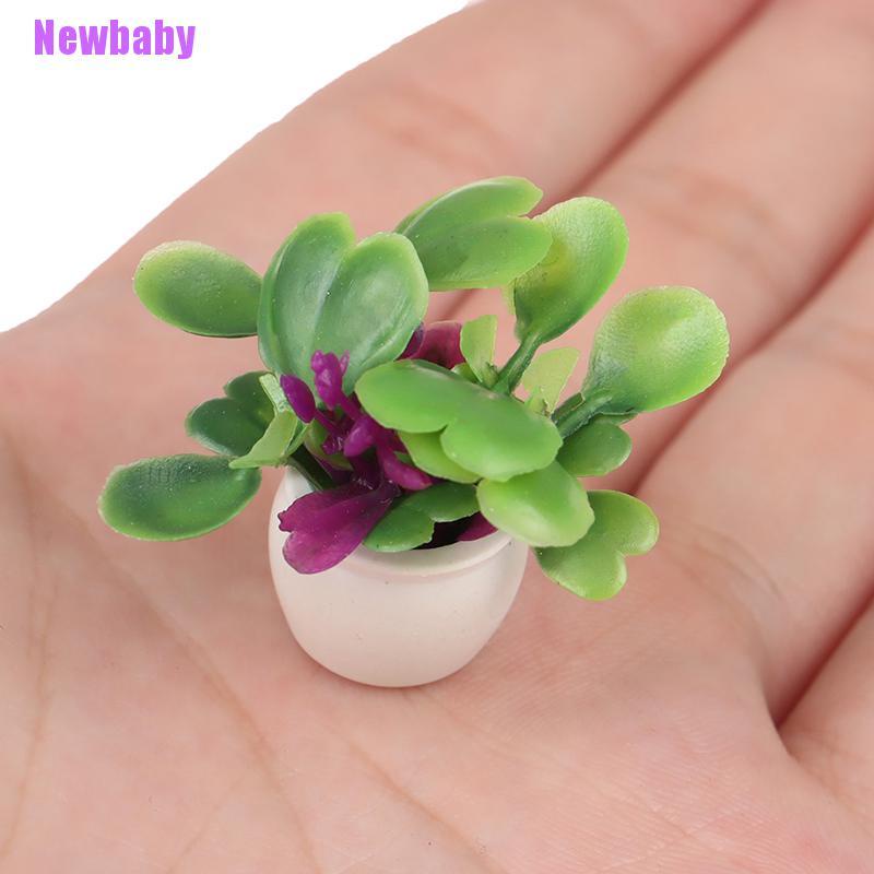 (Newbaby) Miniatur Pot Tanaman Hijau Skala 1: 12 Untuk Dekorasi Rumah Boneka