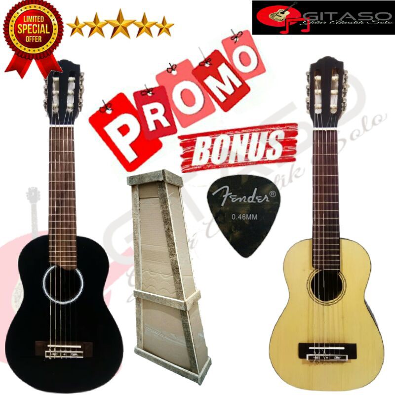 Gitarlele nylon murah /gitar mini senar 6 bunus tas