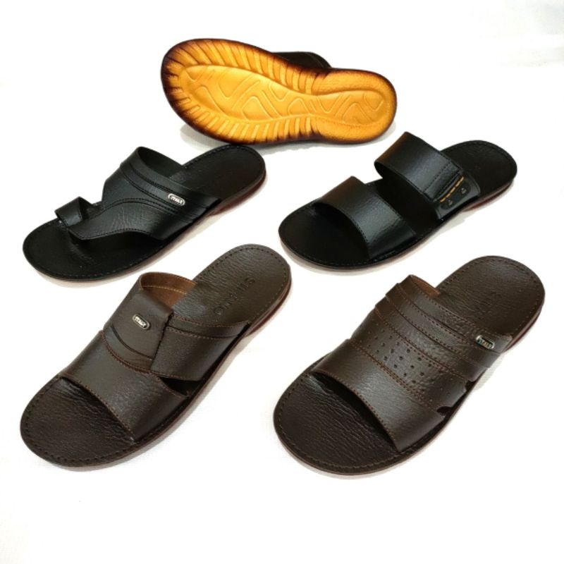 Sandal pria kulit STIFANO A1, A2, A3, A5 casual kekinian karet terbaru import murah