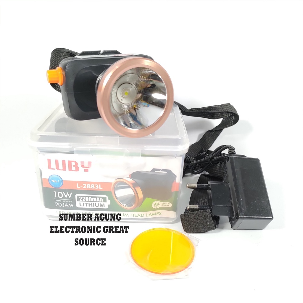 L2883 Luby L2833L Senter Kepala 10W Dimmer Putar Tahan 20Jam Pengerangan