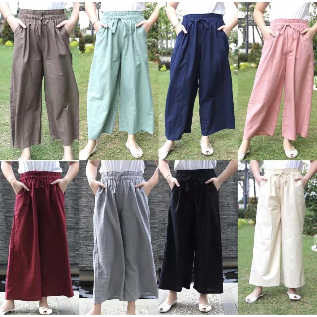 FIDELIS Kulot Katun Rami Linen Polos Celana Panjang FIDELIS Kulot Katun Rami Linen Polos Celana Panjang