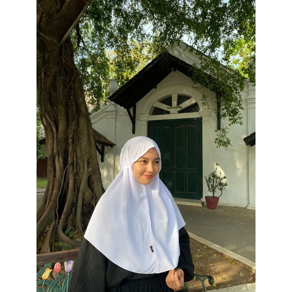 FYLA Bergo Maryam Siria Mini Tali | Bergo Putih | Tali Serut Nyaman