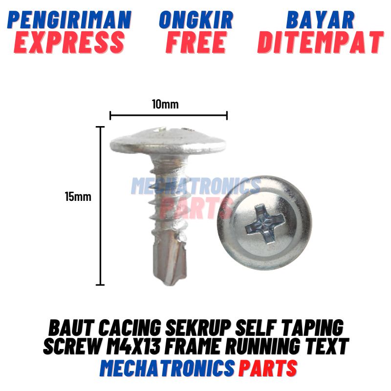 [SKP-9012] BAUT CACING SEKRUP SELF TAPING SCREW M4X13 FRAME RUNNING TEXT