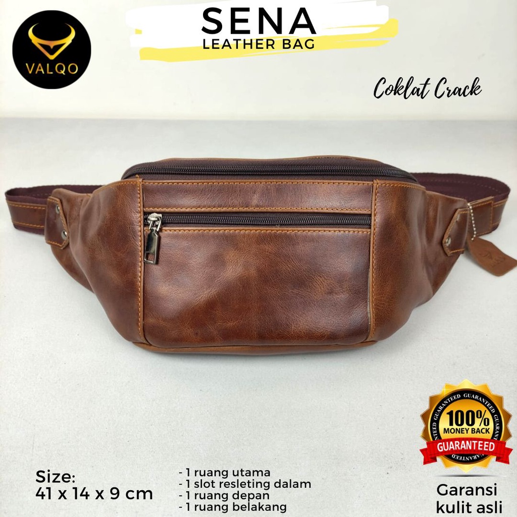 [VALQO] SENA Tas Kulit Sapi Waist Bag Dada Pinggang Sling bag Pria Wanita