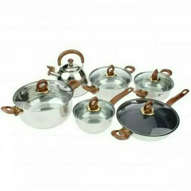 HC Panci Set 12pcs Cookware Stainless Steel Alat Masak Satu Set 12 pcs