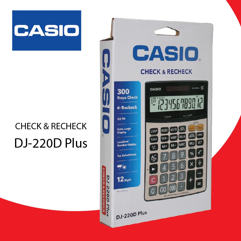 

Kalkulator CASIO DJ 220D PLUS Original - 12 Digit - 2 Power - Extra Large Display - Tax Calculation