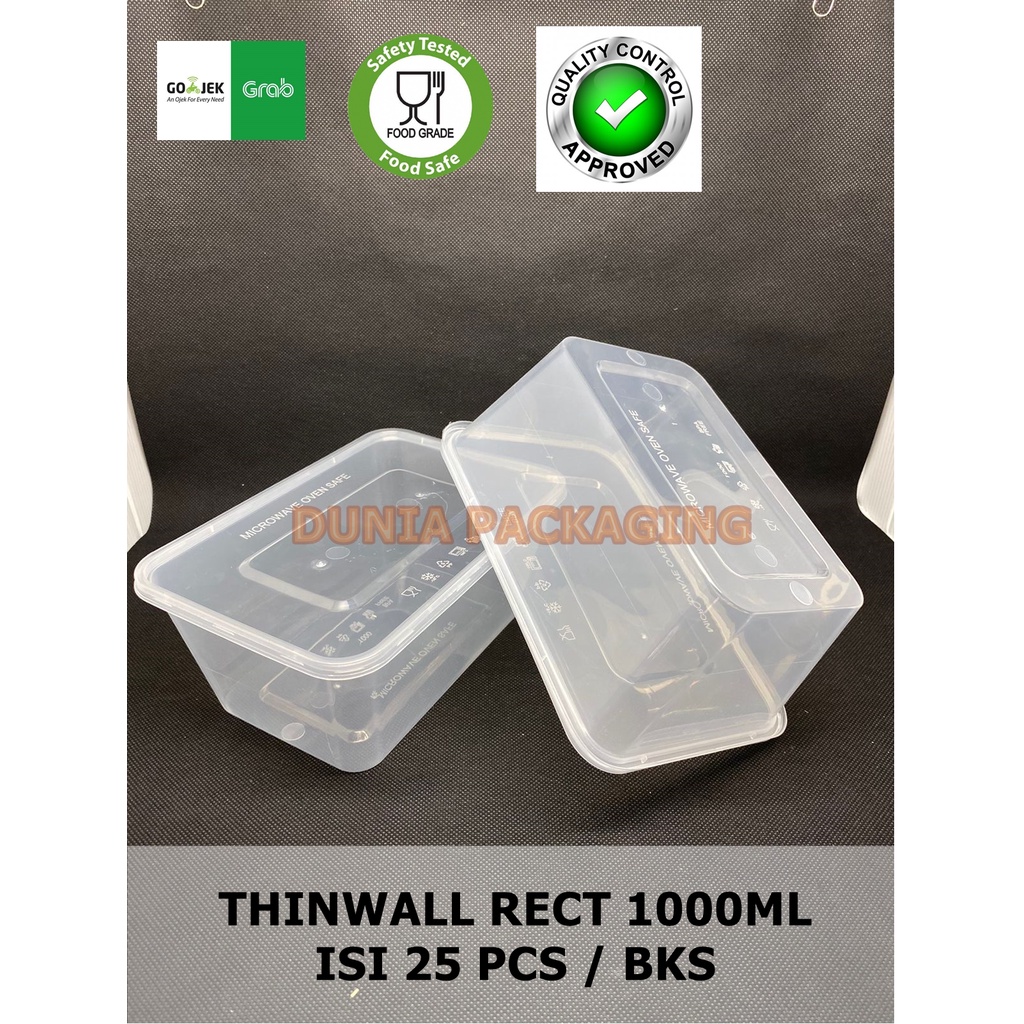 KOTAK MAKAN THINWALL 1000 ml PLASTIK REC 1000ML medan GROSIR rectangle