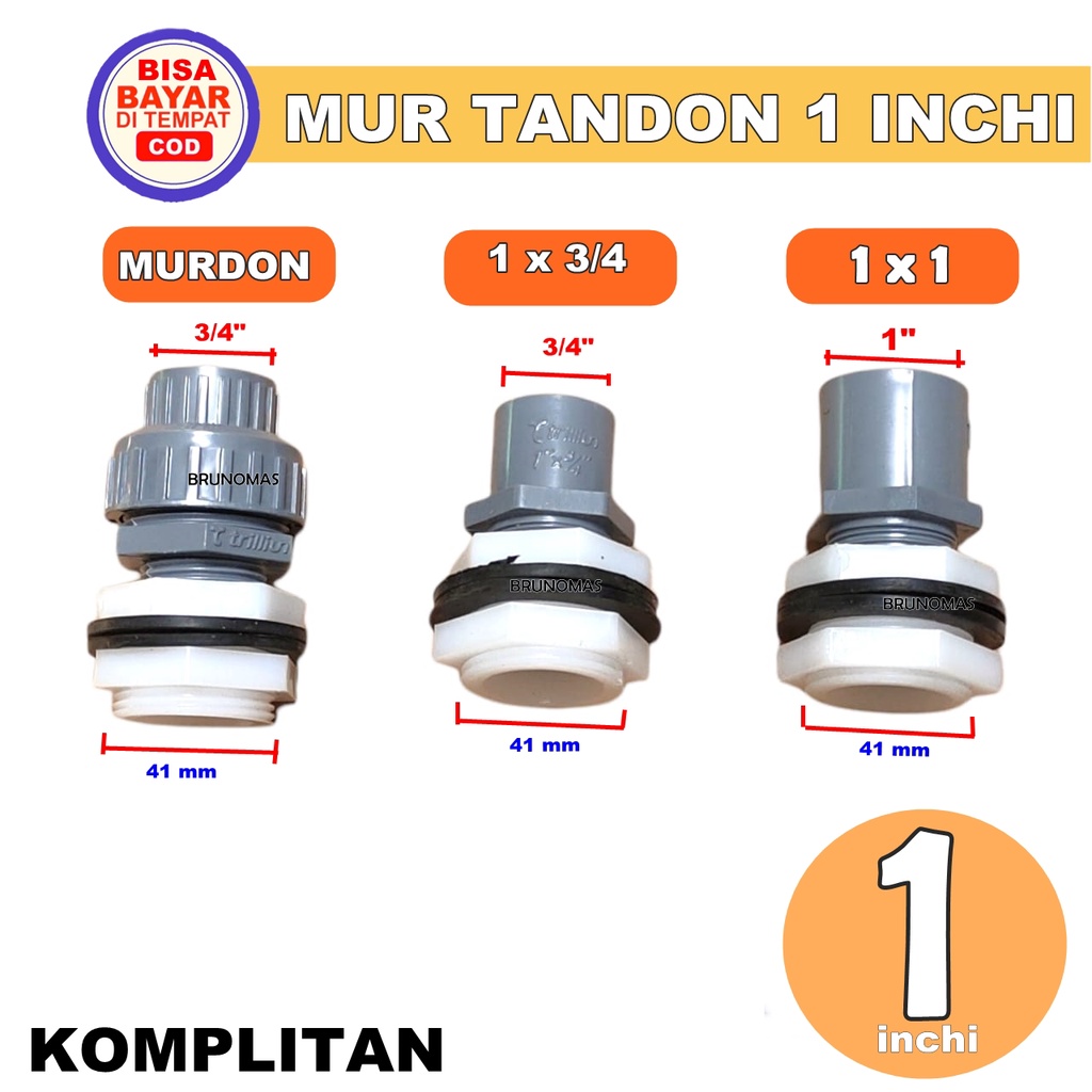 Mur Tandon Nepel Drat 1 inchi - Neple Input Output Pipa 1 Dim