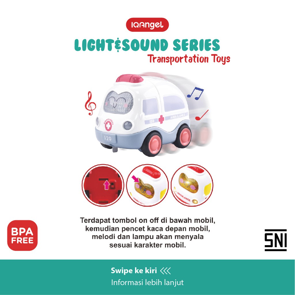 IQANGEL LIGHT &amp; SOUND TRANSPORTATION CAR TOYS NEW / IQBT0147-1