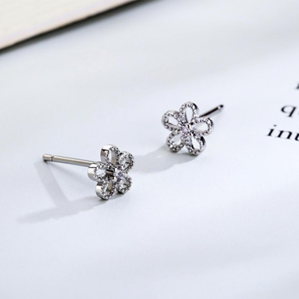 Timekey Anting Tusuk Desain Bunga Hias Zircon Gaya Simpleelegan Untuk Wanita A3K3