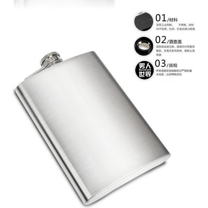 8oz Botol Minum Wine Bir Flask Hip Square Shape Stainless Steel