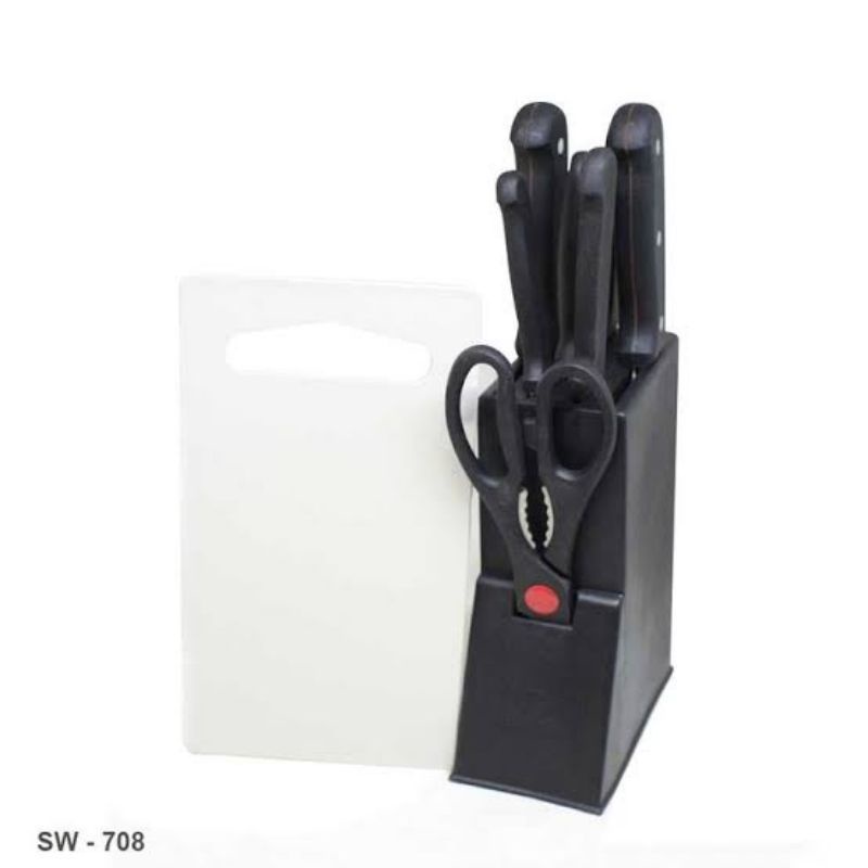 set pisau loyal bosque 9 set knife set with acrylic stand