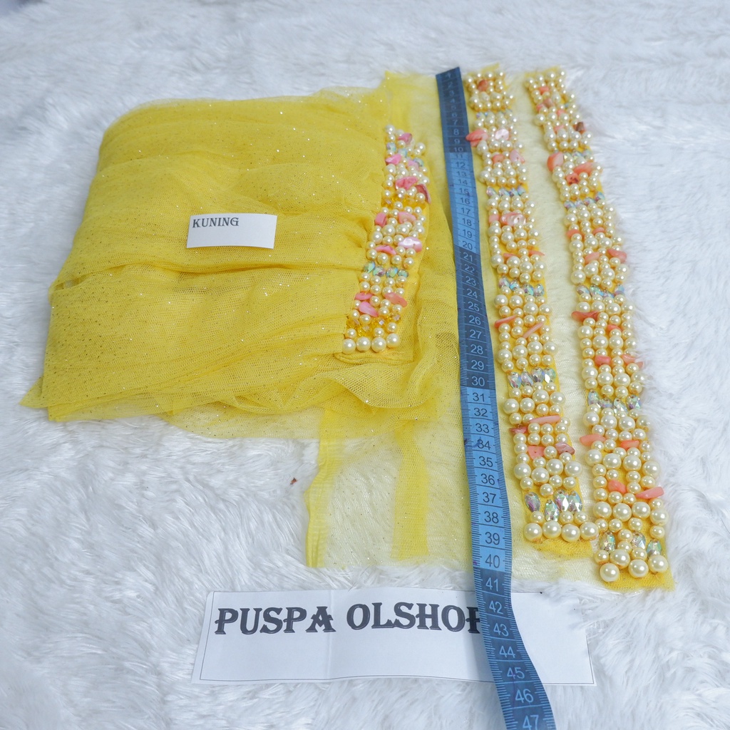 Set Veil Mutiara Susun Slayer Mutiara Susun peach-kuning