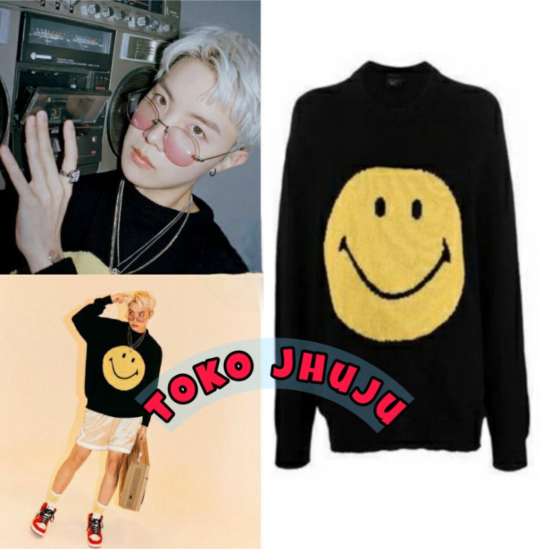 Basic Sweater BTS J Hope Big Smile Emoticon sablon kuning