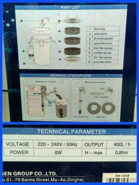 Pompa aquarium EXTERNAL FILTER SUNSUN HW 603B