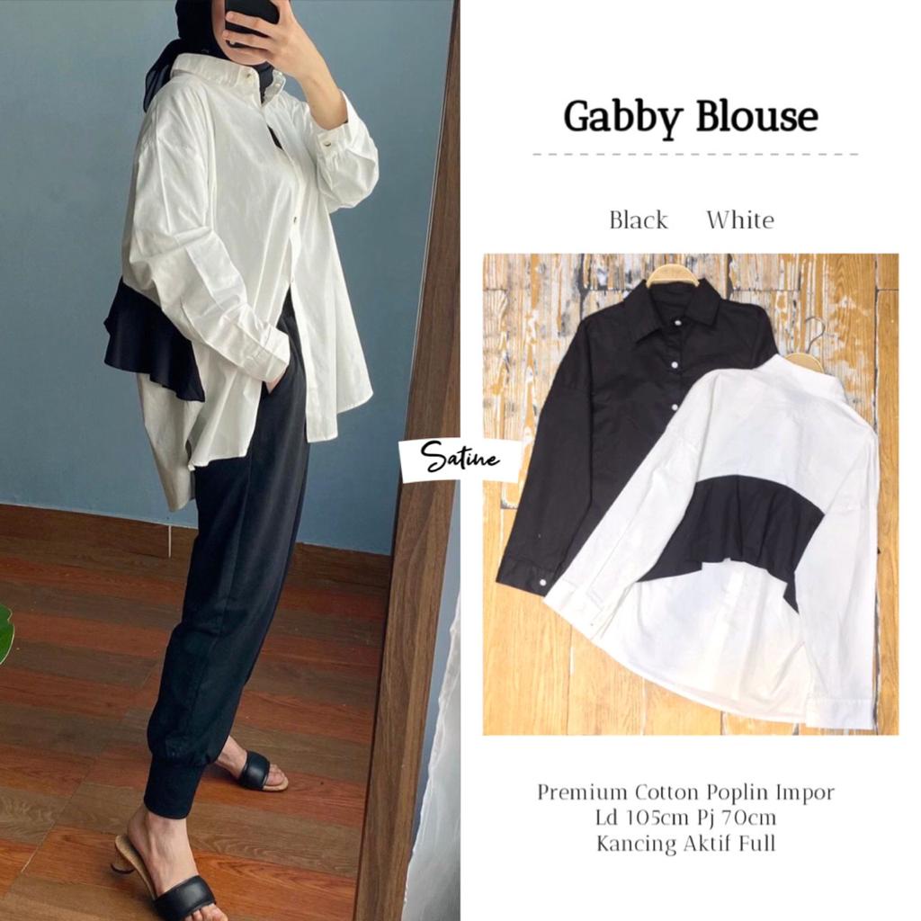 GABBY BLOUSE KEMEJA POLOS BW REMPEL BELAKANG ORI SATINE
