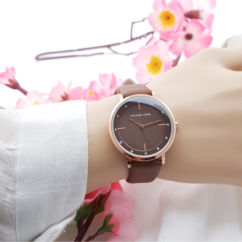 JAM TANGAN WANITA MICHAEL KORS KULIT - DIAMETER 3,4 CM
