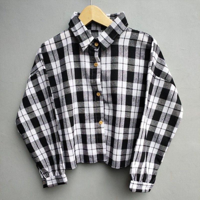 crop top tartan / crop top flanel / kemeja crop wanita-Motif 23